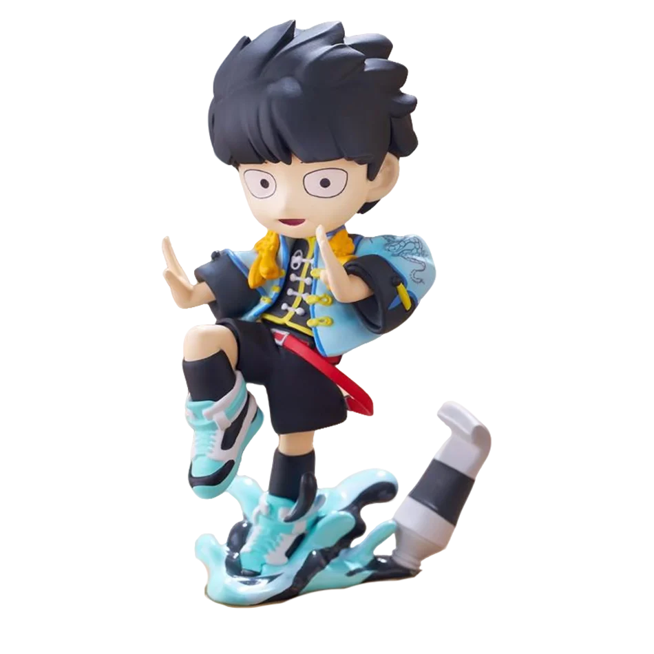 In Stock Original Mob Psycho 100 Anime Figures Gk Reigen Arataka Q Edition Kawaii Palm Series Model Doll Desktop Ornament Gifts