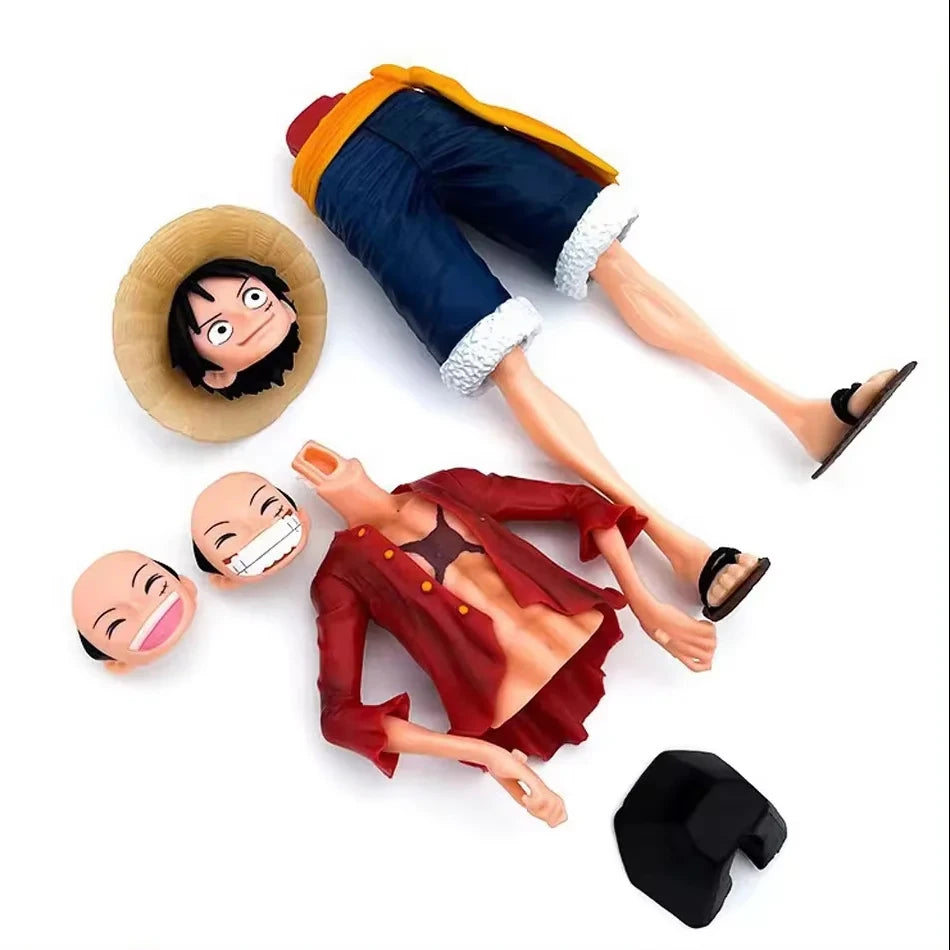 28 см One Piece Monkey D Luffy Аниме Фигурка Играчки Уверен Smiley Luffy Три Форми Лице Сменящо Екшън Фигурка PVC Модел Кукли
