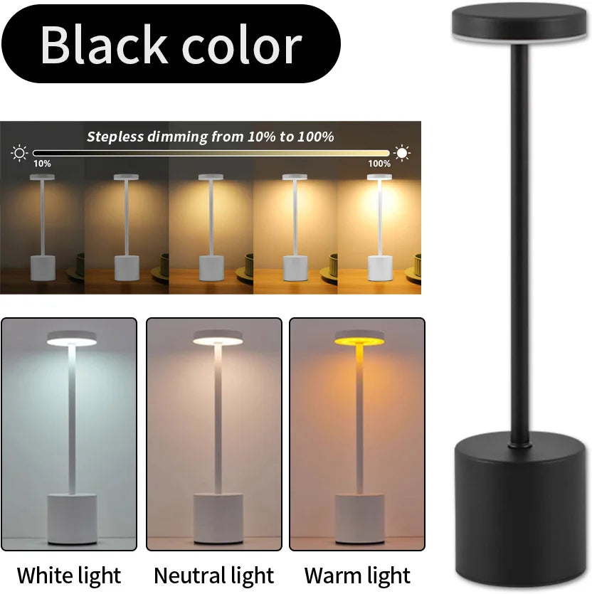 USB Rechargeable Led Night Light Desk Lamps 3 Color Touch Table Lamp Infinitely Dimmable Dining Bedside Lights Room Decor Gift