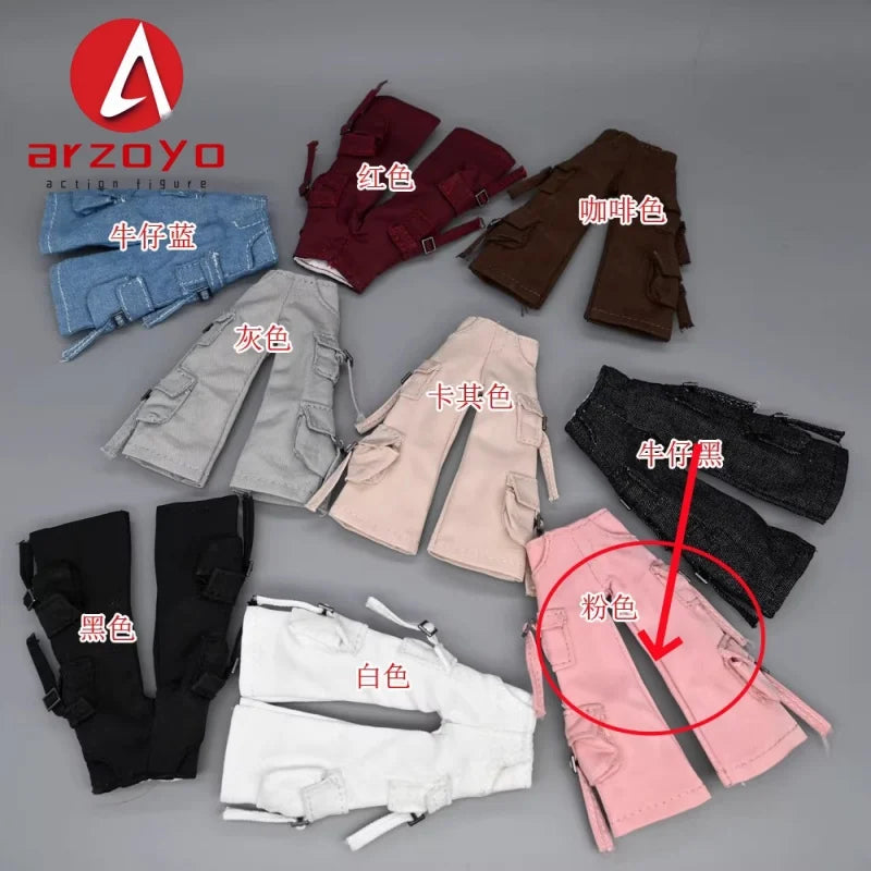 1/12 Scale KPOP style Female Work Pants Hip Hop Trousers Decoration Clothes Model Fit 6'' Romankey  Soldier Action Figure Body