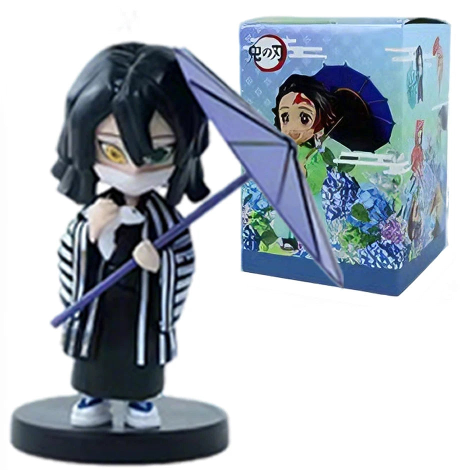 In stock 12cm kawaii  Demon Slayer Plum Rain Series with Box Handmade Model no Yaiba Kamado Nezuko Action Figure Ornament Gift
