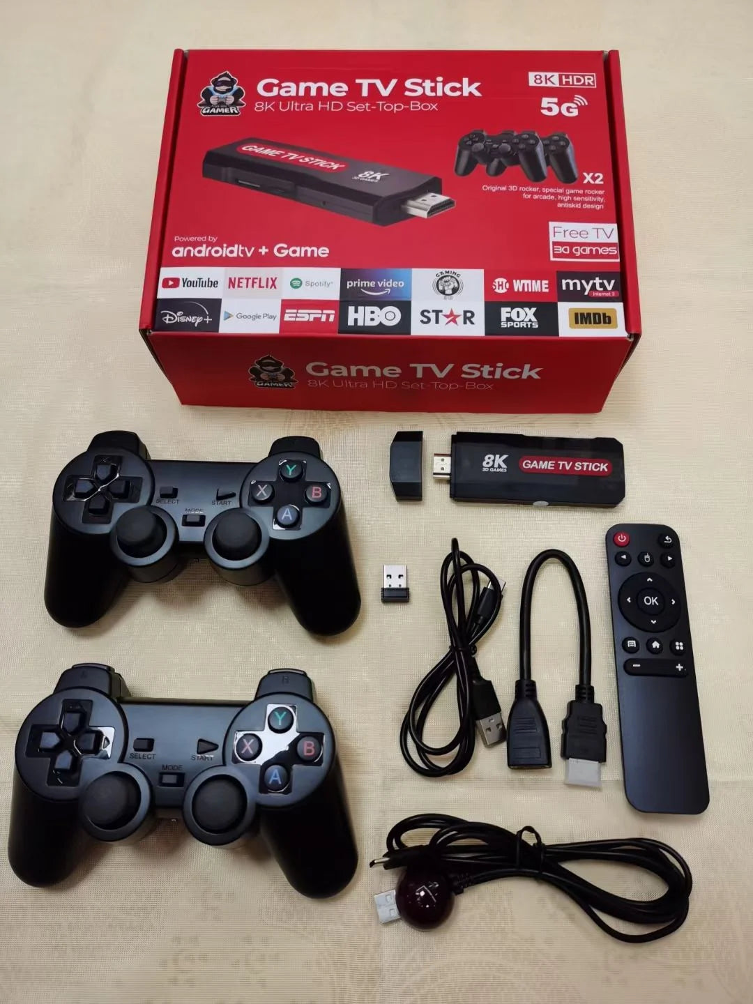 TV Stick X2 Game TV Box 64GB 10000+ gaming HD 8K 5G WiFi high-definition retro video game console wireless simulator PK Q9 Stick