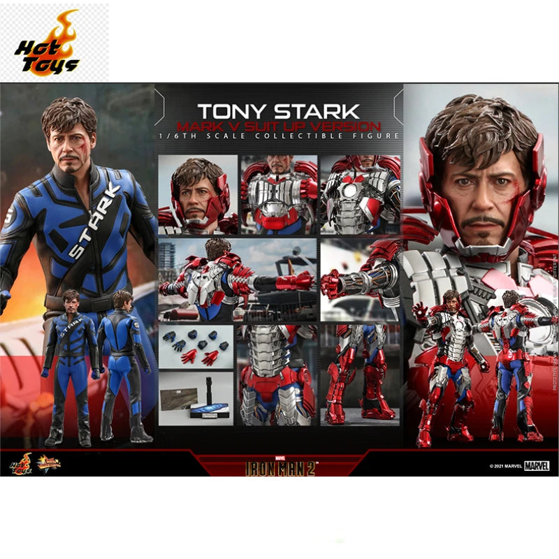 Original Hottoys Iron Man 2 Tony Stark MARK5 Armor MMS599 MMS600 1:6 Anime Action Figures Toys Gift Model Collector Hobby Doll