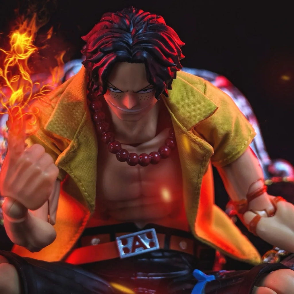 One Piece Shf Anime Handmade ACE Tailored Generation Yellow A Short Sleeved Shirt Built In Iron Wire Is Suitable for 1/12 Toys