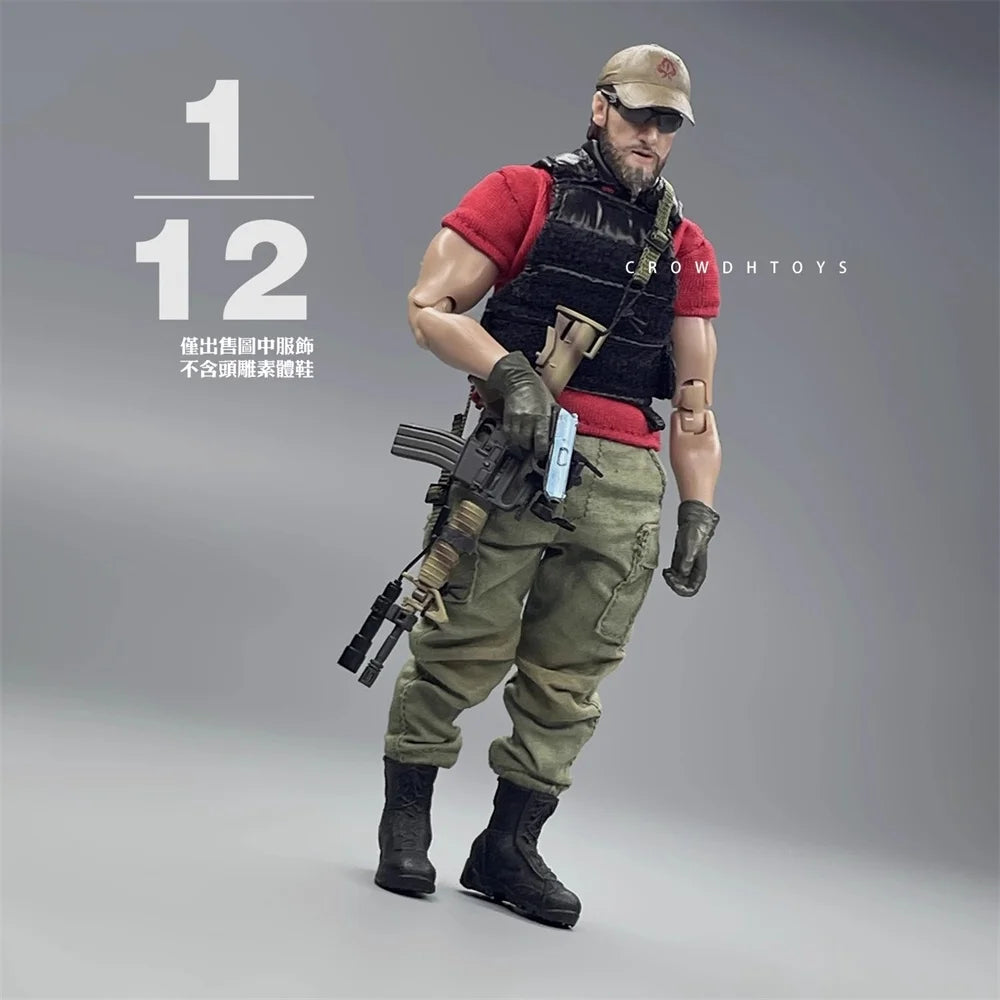 Hot Sales 3ATOYS Scale 1/12 Trendy Modern US. Soldier Doll Hang Chest Vest Bullet-proof Vest Black Yellow with Dirty Effect DIY
