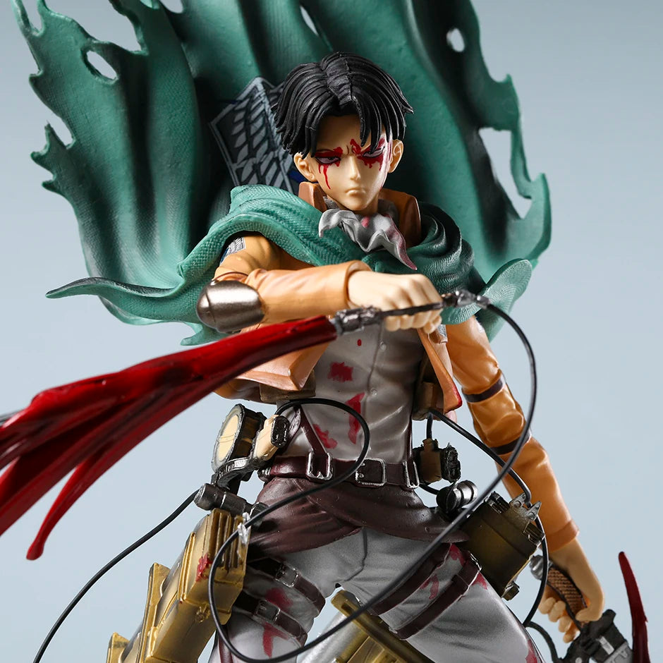 Mikasa Levi Ackerman Battle Damage Ver PVC Anime Figure Collectible Statue Doll Model Gift Toy Decor