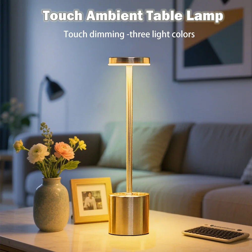 USB Rechargeable Led Night Light Desk Lamps 3 Color Touch Table Lamp Infinitely Dimmable Dining Bedside Lights Room Decor Gift