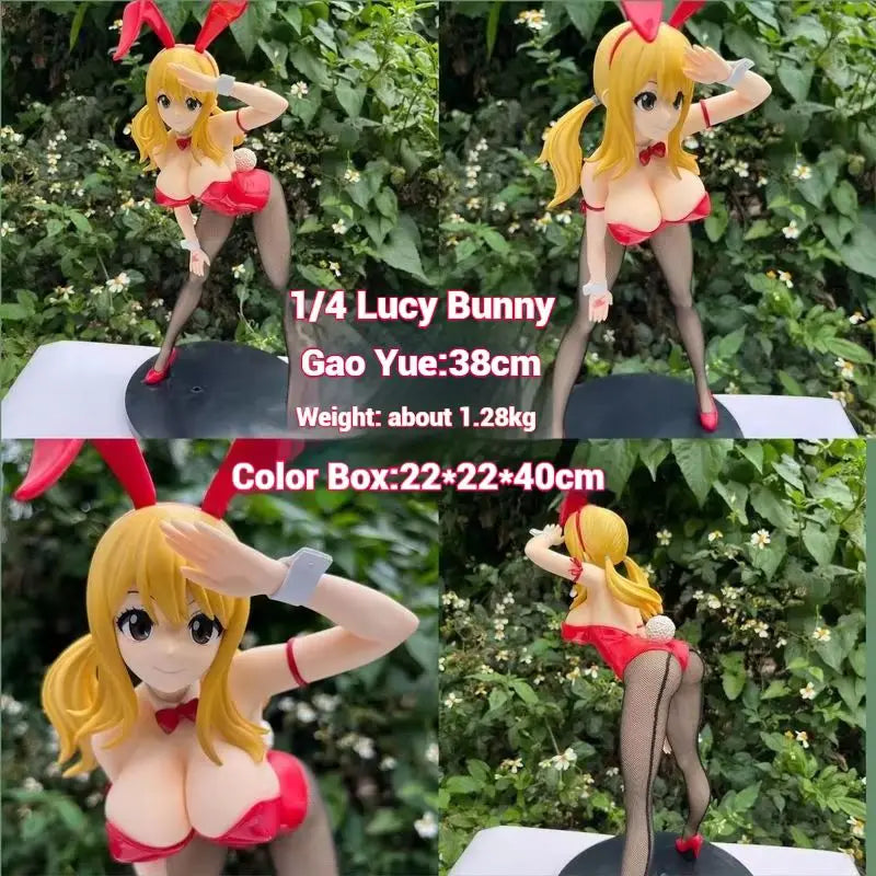 38CM FAIRY TAIL B-STYLE Lucy Heartfilia Bunny ver girl figure hard PVC Game Statue Anime Model Action Adult Doll toys gifts