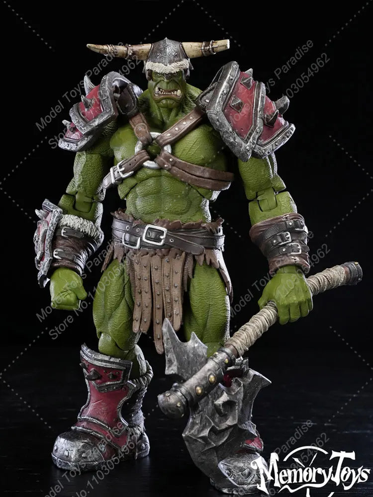 Memory toys 20.5cm Scale WOW Kagas Adventurer World Green Orc Mercenaries Captain Movable Soldier Action Figure Collectible Doll