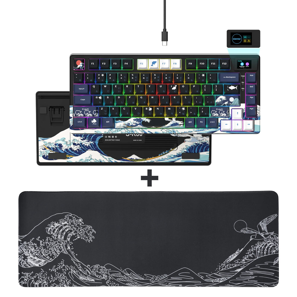 womier SK80 Mechanische Tastatur mit Dichtungsmontage, 81-Tasten-Gamer-Tastatur, 75 % Hot-Swap-RGB-Gaming-Tastatur mit Smart Display für PC
