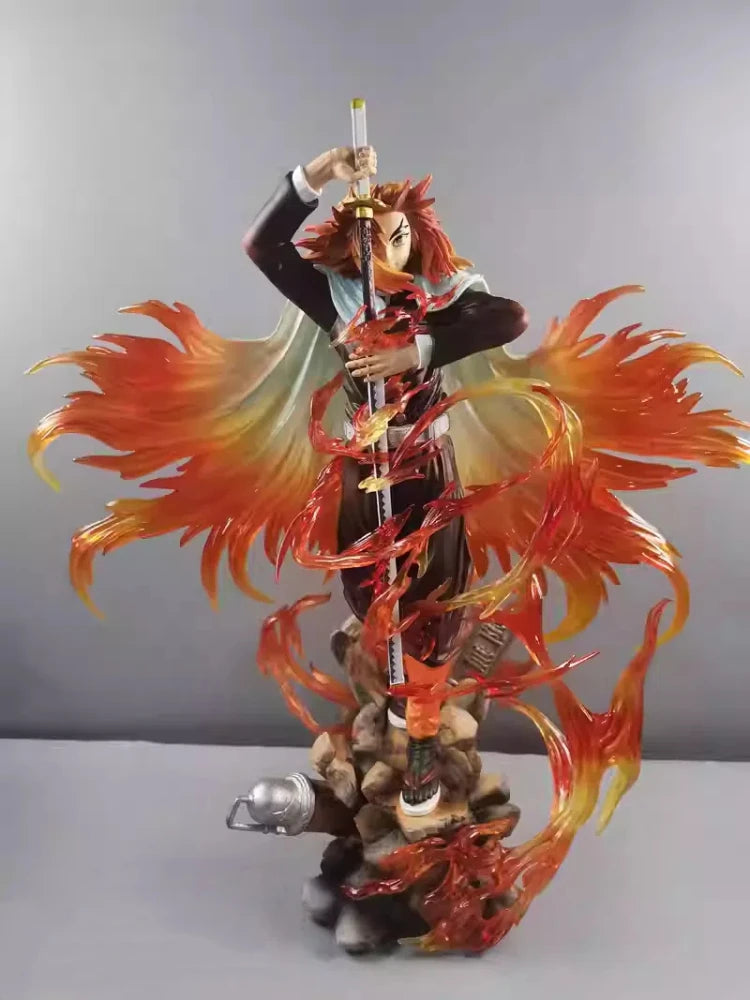 Нова аниме фигурка на убиец на демони Rengoku Kyoujurou, пламък Хашира, 30 см, PVC модел, статуетка, настолна колекция, играчки за рожден ден, подаръци