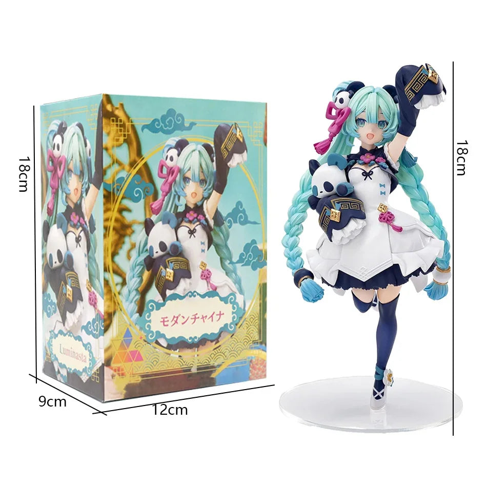 18CM Anime Hatsune Miku Figure National Style Fashion Panda MODERNCHINA Model Toy Gift Collection Action Figure PVC