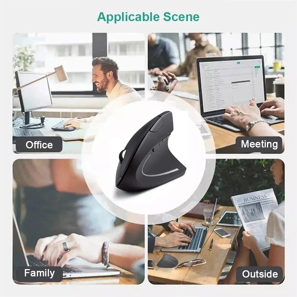 Vertikale Maus, ergonomisch, 2,4 GHz, kabellos, optische Mäuse, 3 einstellbare DPI 800/1200/1600, 6 Tasten für Laptop, PC, Computer, Desktop