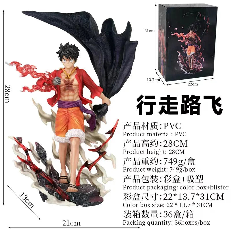 Hot 28cm Anime One Piece Luffy Figure Color Of Armament Gk Haki Four Emperors Statue Pvc Action Figurine Collection Model Toy
