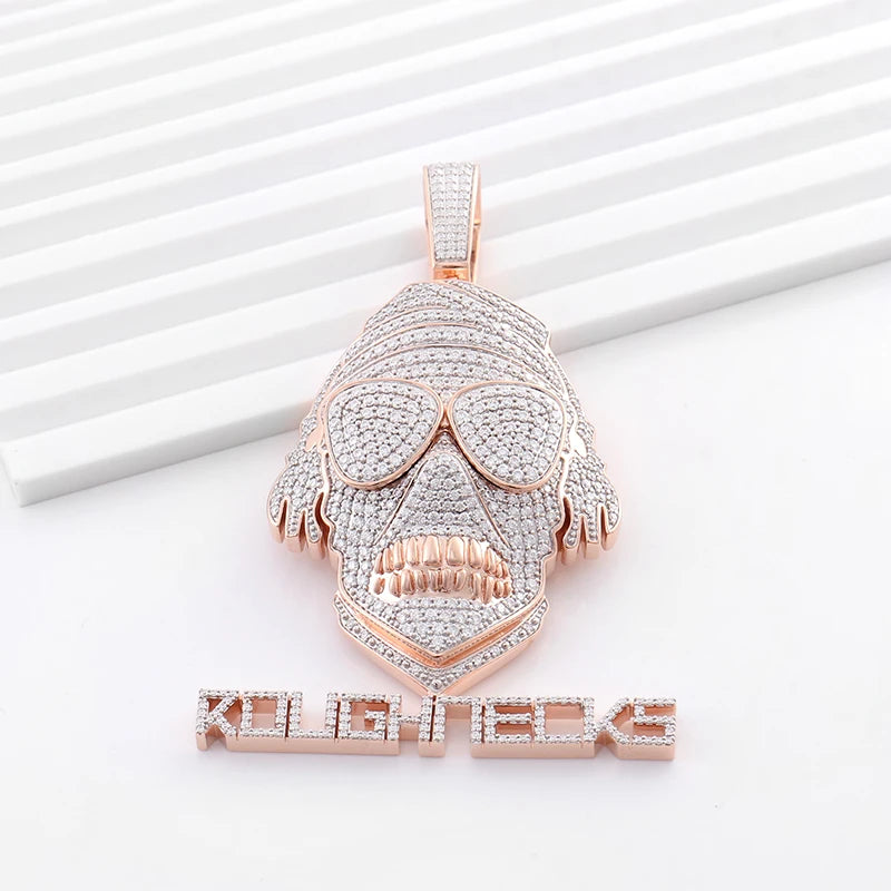 Provence jewelry custom pendant iced out 925 Silver lab diamond hip hop skull pendant for men punk rock party gift for boyfriend