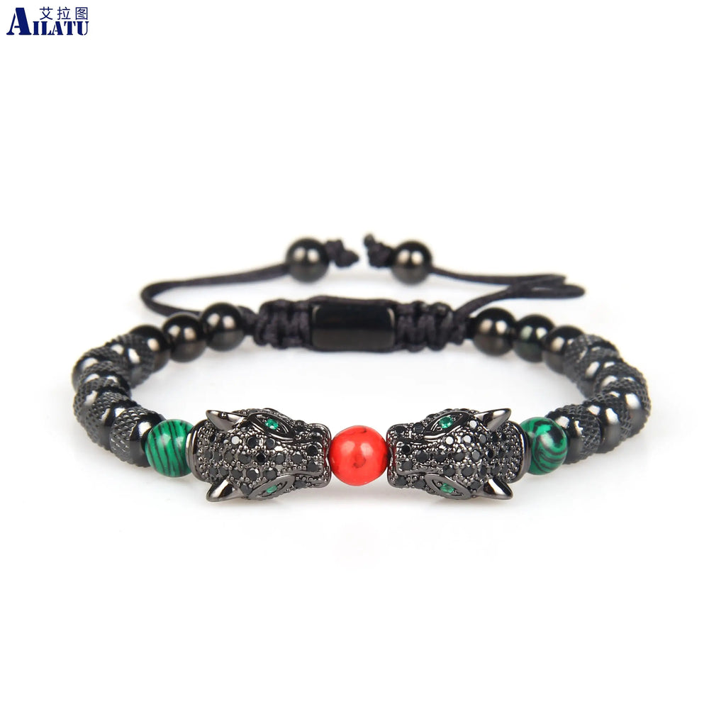 Ailatu 5 teile/los Luxus Handgemachte Panther Flechten Armband Edelstahl Leopard Schmuck Kostenlose Logo Service