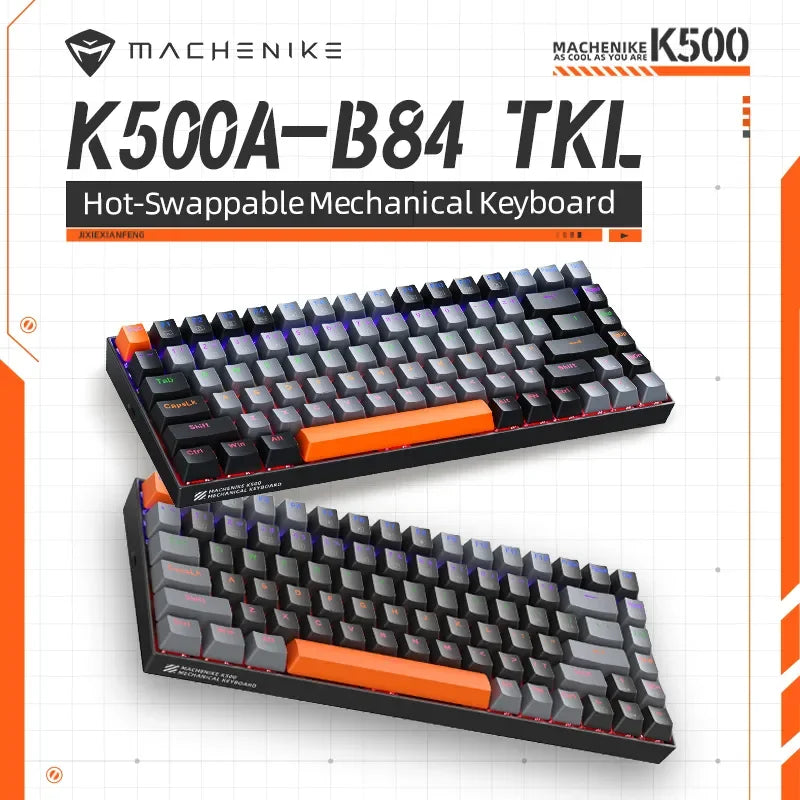 Machenike K500A-B84 Mechanische Tastatur 75 % TKL Hot-Swap-fähige kabelgebundene Gaming-Tastatur 6-farbige Hintergrundbeleuchtung 84 Tasten für PC-Gamer Laptop