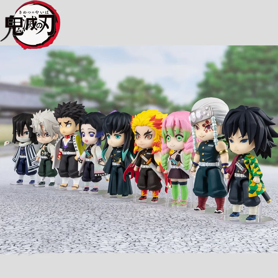 6 Style/Set Q Version Demon Slayer Standing Ghost Doll Tanjiro Nidouzi Inosuke Zenizu Figure Action Figure Movie Model Toys Doll