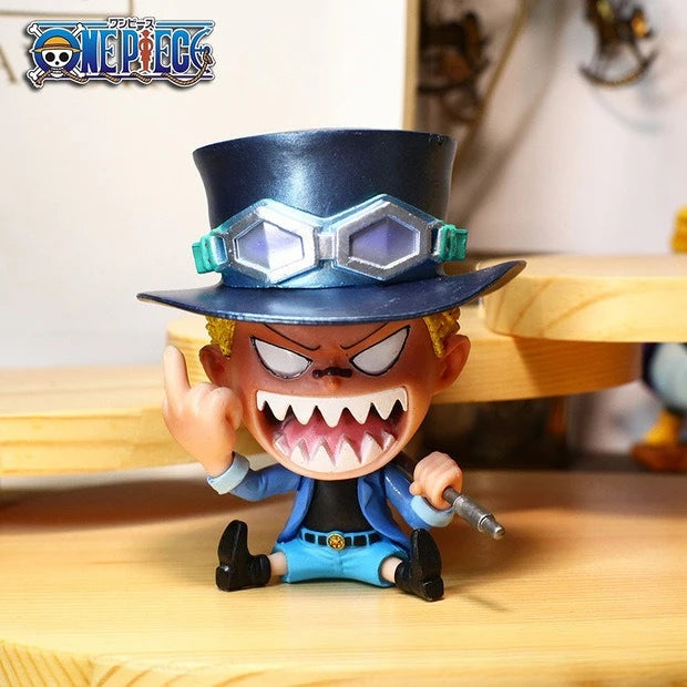 One Piece Chibi Big Head Statues - Luffy Zoro Sanji Nami Boa Hancock - Dashboard Ornaments, PC Case Decor, Collectible Figurines
