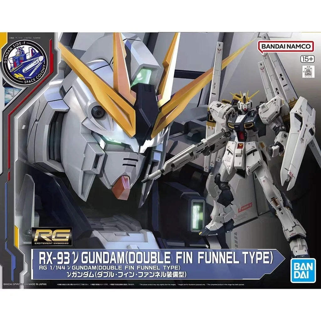 Bandai Genuine GUNDAM RG 32 1/144 Action Anime Figure RX-93 V GUNDAM Assemble Toy for Boys Girls Kids Gift Collectible Model