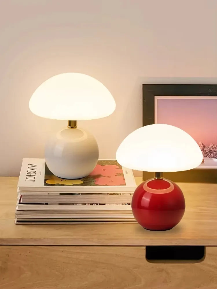 Mushroom pink/yellow/red/white/green USB socket table lamp Lighting decorative for bedside bedroom lamp,Night light,Desk light