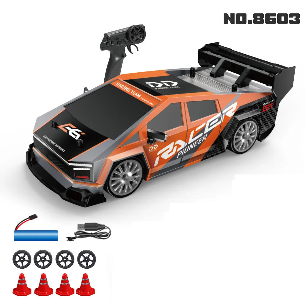 4WD High Speed ​​RC Drift Mustang 1:24 - Ferngesteuertes RC-Rennauto | Austauschbare Reifen | Rennsport-Geschenkspielzeug für Jungen