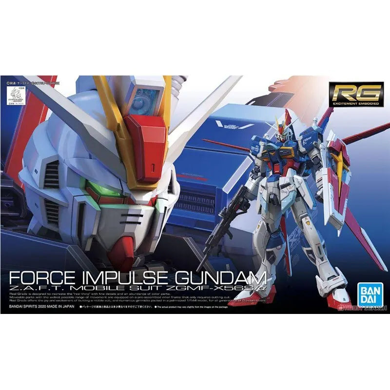 Original Bandai Gundam Seed 1/144 RG Force Impulse Gundam Anime Action Figure Assembly Model Collect Ornament Festival Gift