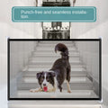 Adjustable No Drill Pet Gate - Anti-Cat Barrier with Mesh Panel Indoor Safety Fence for Dogs Cats Staircase & Doorway Protection
