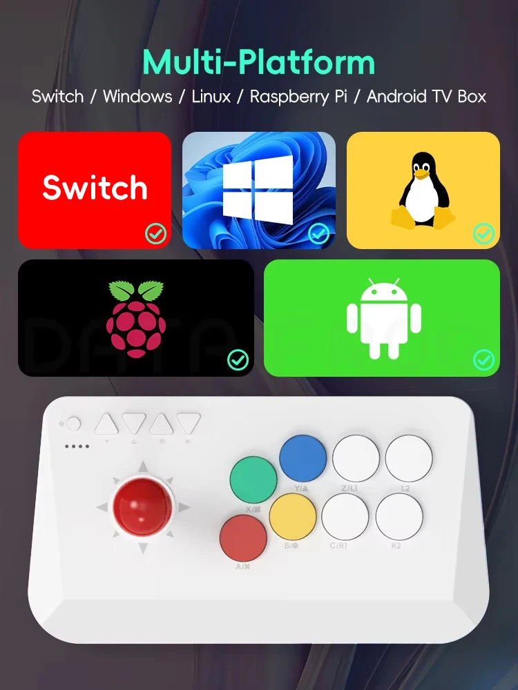 Data Frog Game Arcade Keyboard Wireless Controller for Street Fighter Retro Video Game Consoles Compatible with PC/Android/IOS