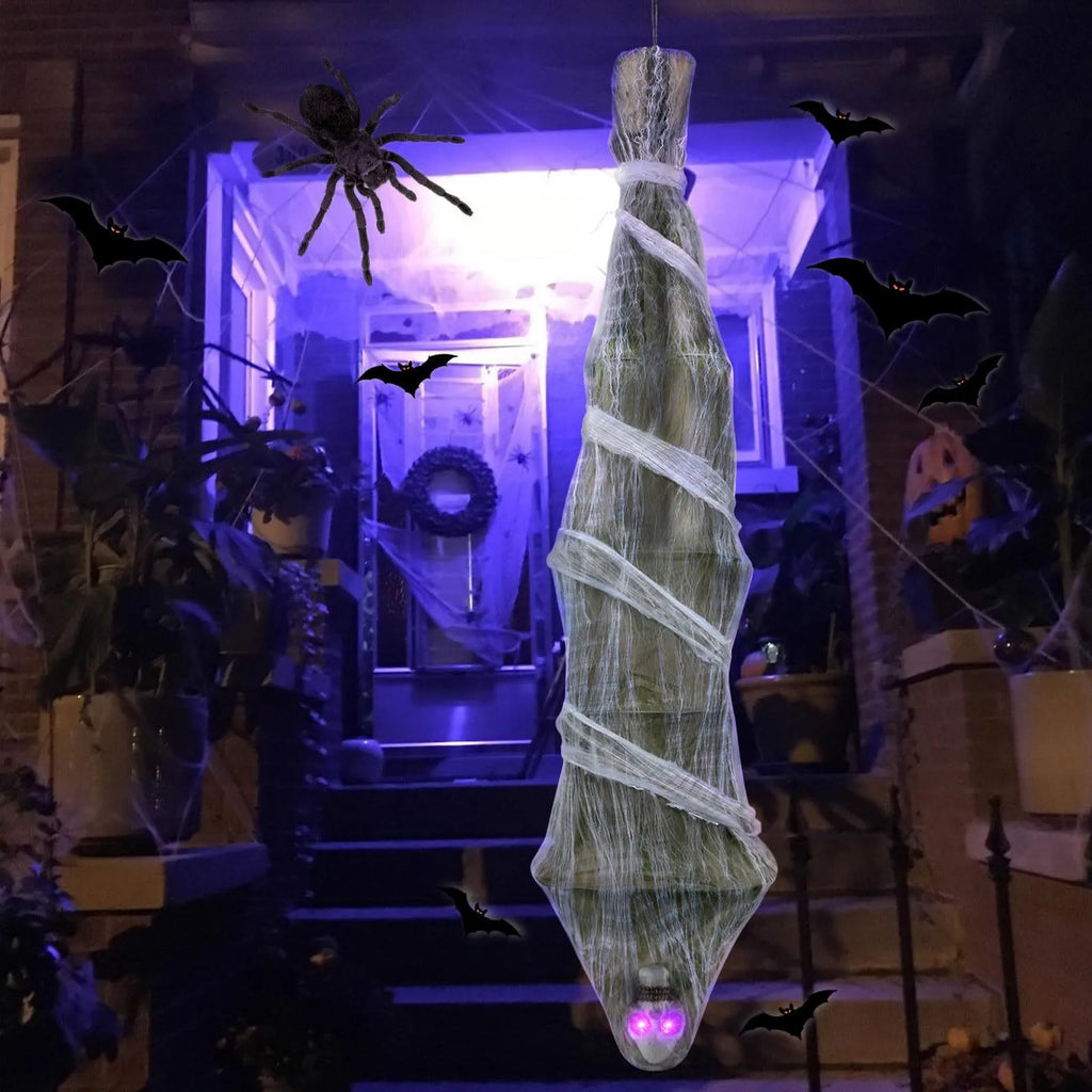 Halloween 72 Zoll Lebensgroße hängende gruselige Kokons Leiche auf den Kopf gestellt Geist gruselige Mumie Dekoration Party Home Ornament Requisiten Neu