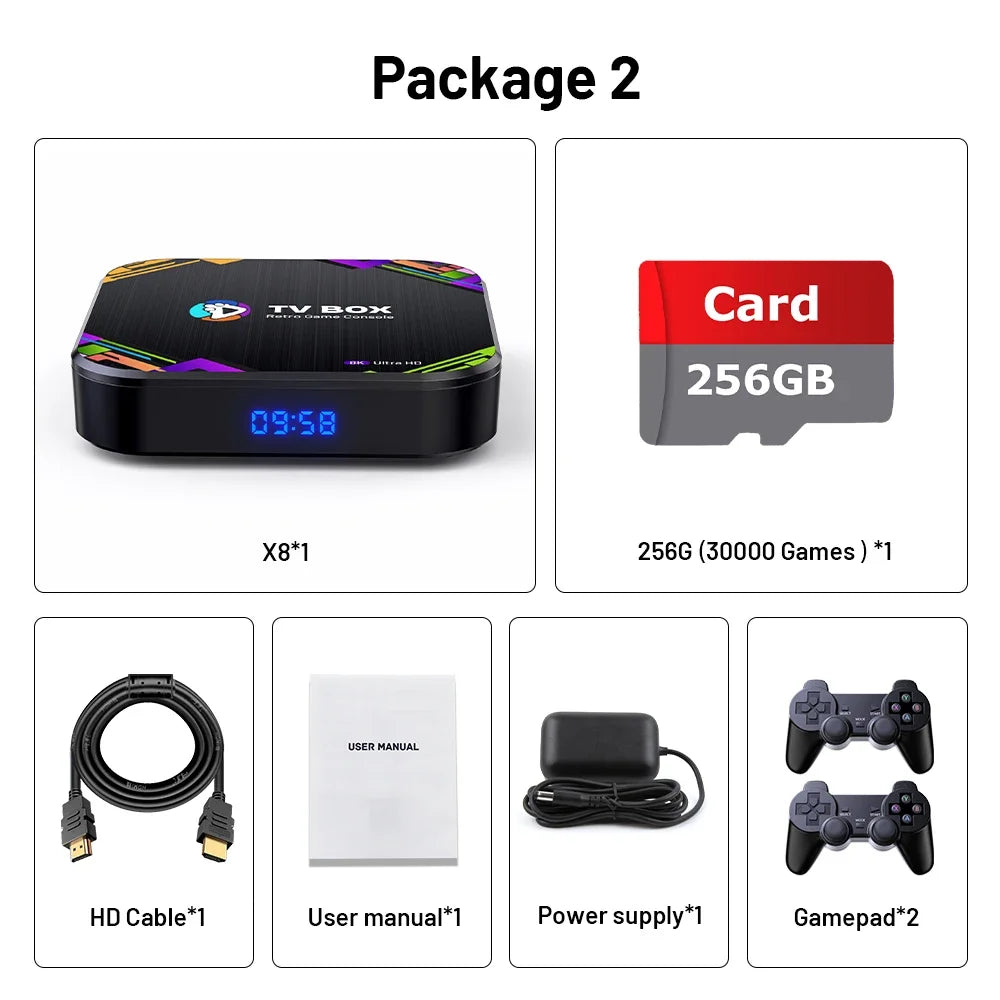 KINAHNK Super Console X8 Retro Video Game Console 30000 Video Games for Emulator PSP/PS1/DC/SS/N64/MAME 8K Output Kid Gift