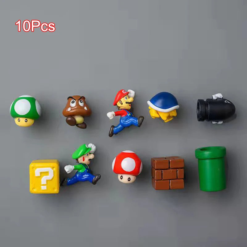 Super Ma Bros DIY Fridge Scene 3D Magnets Refrigerator Decoration Bullet Mushroom Turtle Wall Sticker Set Home Collection Gift