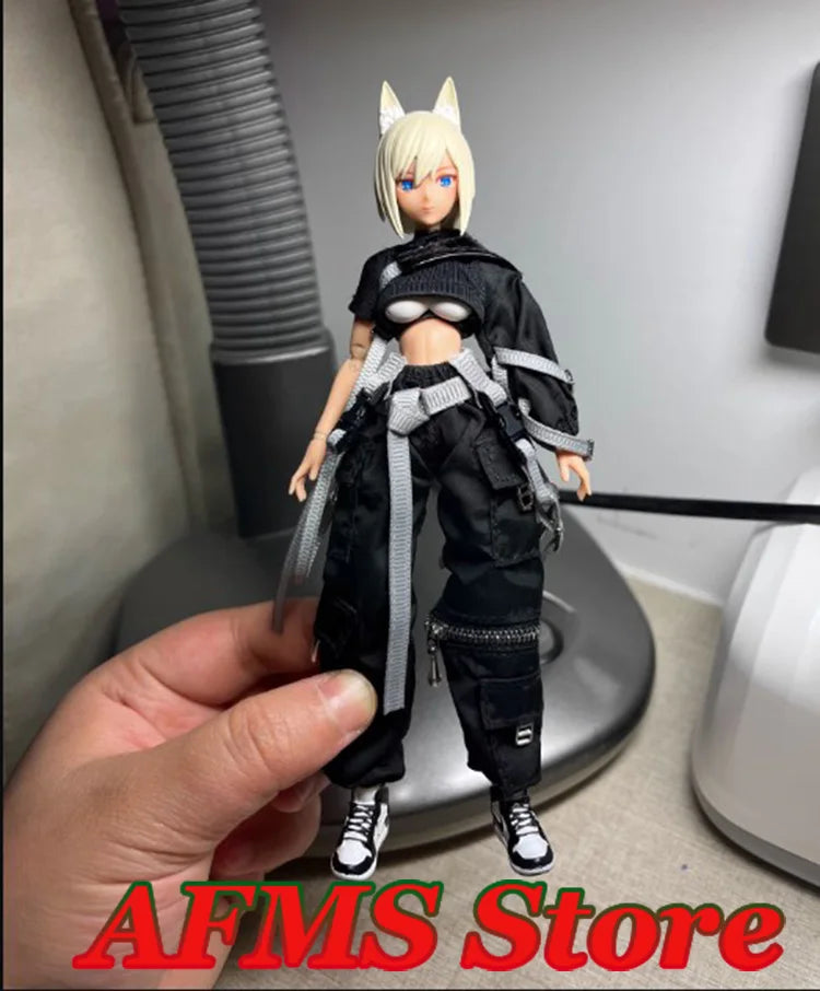 SHF 1/12 Anime Mobile Suit Girl Shirt Cargo Pants Boots Marginal Walker Series Battle Gang Pioneer Clothes For 6" Body