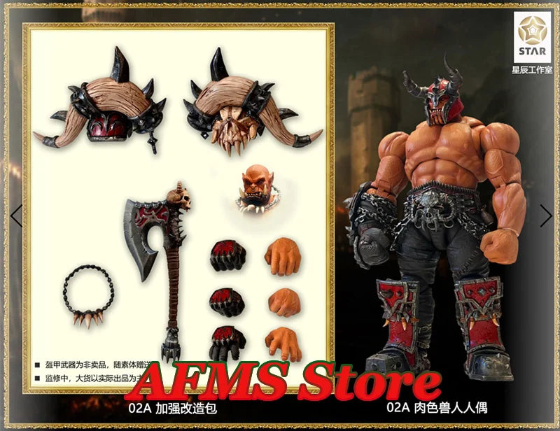 1/12 Scale Collectible WOW Garrosh Hellscream 16cm Ancient Battlefield Berserker Orc Full Set Action Figure Model Doll Toys