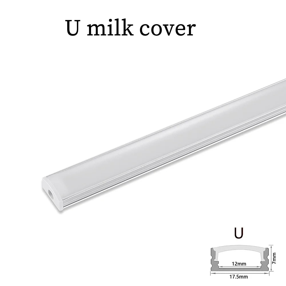 LED Strip Aluminum Profile 50CM Recessed Surface Mounted Aluminium Channel with Diffuser PC Cover for 8mm 10mm Linear Lighting