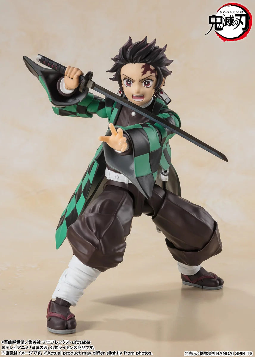 In stock Bandai Original Demon Slayer S.H.Figuarts Kamado Tanjirou About 14 cm Action Figures Collection Model Toy Gift