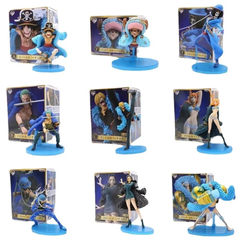 One Piece Фигура Аниме 20-та годишнина Синя Версия. Луфи Зоро Чопър Санджи Робин Франки Усоп Нами Брук Екшън Фигура Модел Играчка
