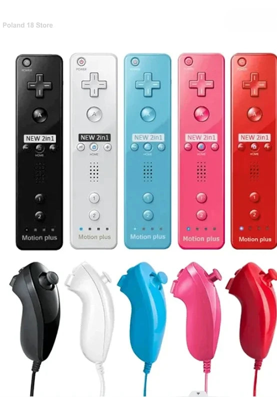 1 pair with Nunchuck Controller Set Motion Plus Remote Controller Wii Remote Controller Gamepad for Nintendo Wii Games Control