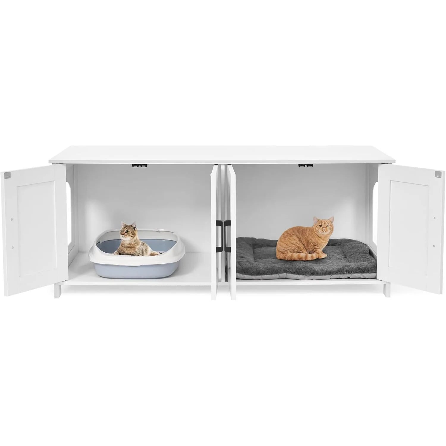 Cat Litter Box Enclosure For 2 cats, Litter Box Furniture Hidden  Double Room,Wooden Cat Washroom Furniture,Cat Hous