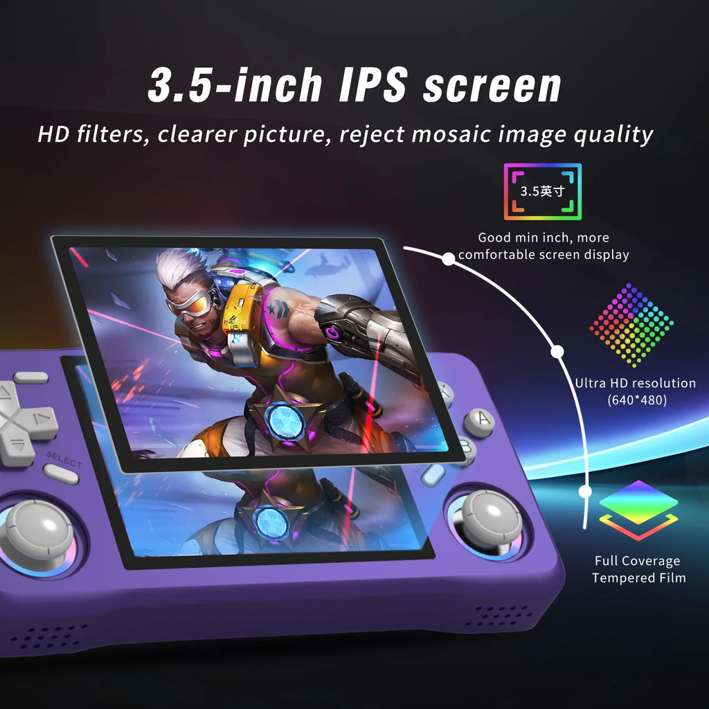 2025 New Retro XF35H Handheld Video Game Console Portable 3.5 Inch IPS Screen 128GB Preloaded Games Linux System Pocket Player