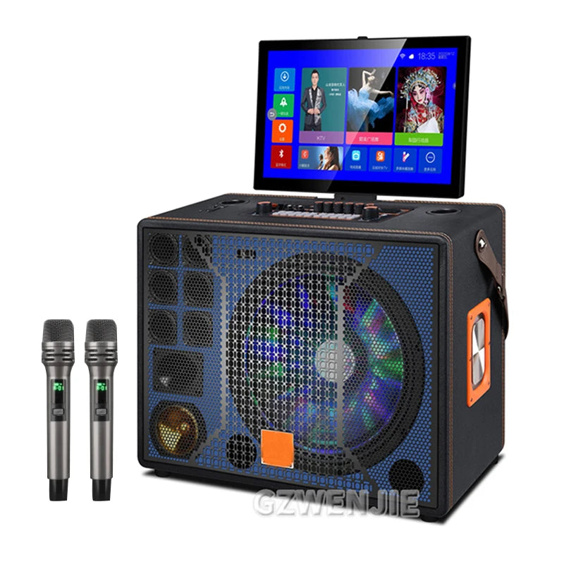 12500MAH Bluetooth Speaker Home Video Karaoke Speaker Outdoor Lever Square Dance With Display Screen High-Volume Subwoofer