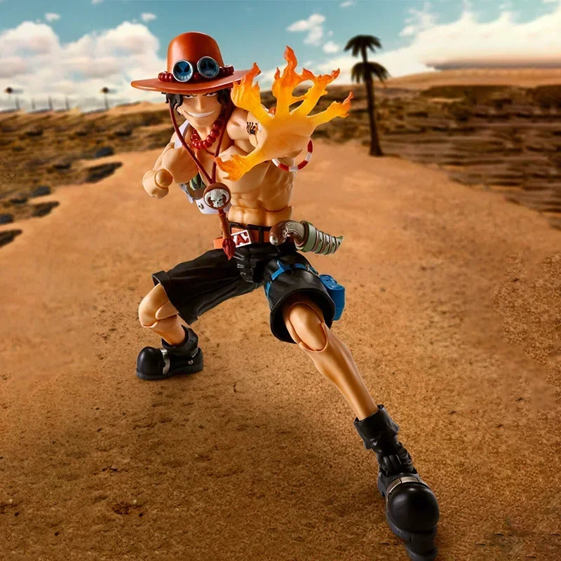 Auf Lager: Bandai SHFiguarts SHF ONE PIECE PORTGAS.D.ACE SABO Luffy Modellbausatz Actionfiguren Modellspielzeug Geschenk für Kinder