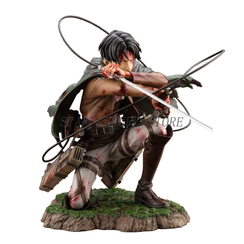 Attack On Titan Action Figure Levi Ackerman Figurine 18cm Collection Shingeki no Kyojin Statue Battle Damage Rivaille Model Toys