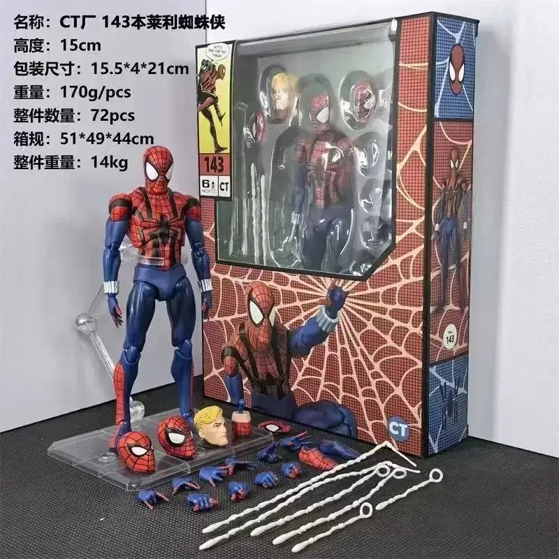 CT Mafex 185and143 Spiderman Action Figures Toys High Quality Spider Man Movable Statues Model Doll Collectible Ornaments Gifts