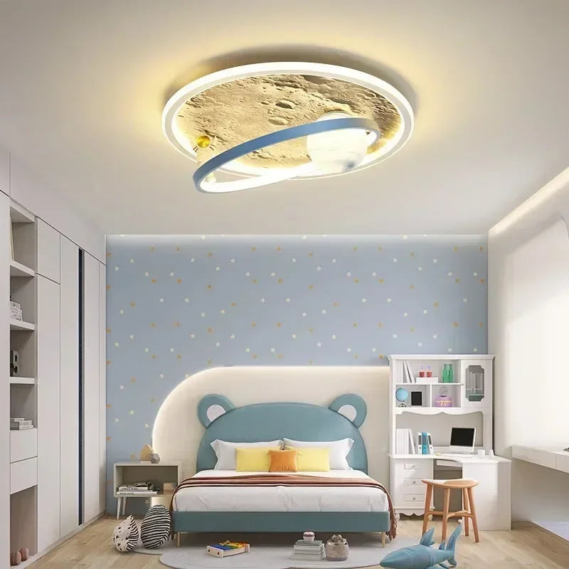 SANDYHA Nordic LED Ceiling Light Creative Lamp Chandeliers for Bedroom Kids Room Planet Astronauts Restaurant Home Decor Lustre