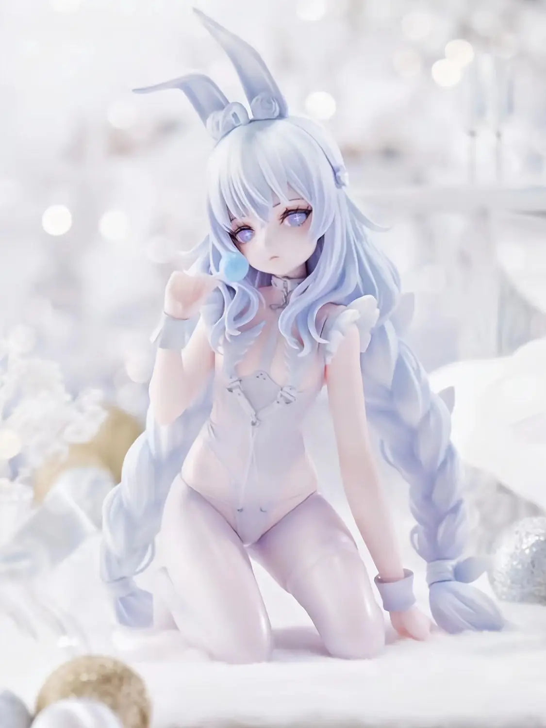 Azur Lane 15cm MNF Le Malin Figure Beautiful Girl Doll Lazy White Rabbit Kneeling Model Ornaments Anime Game Toys Gifts