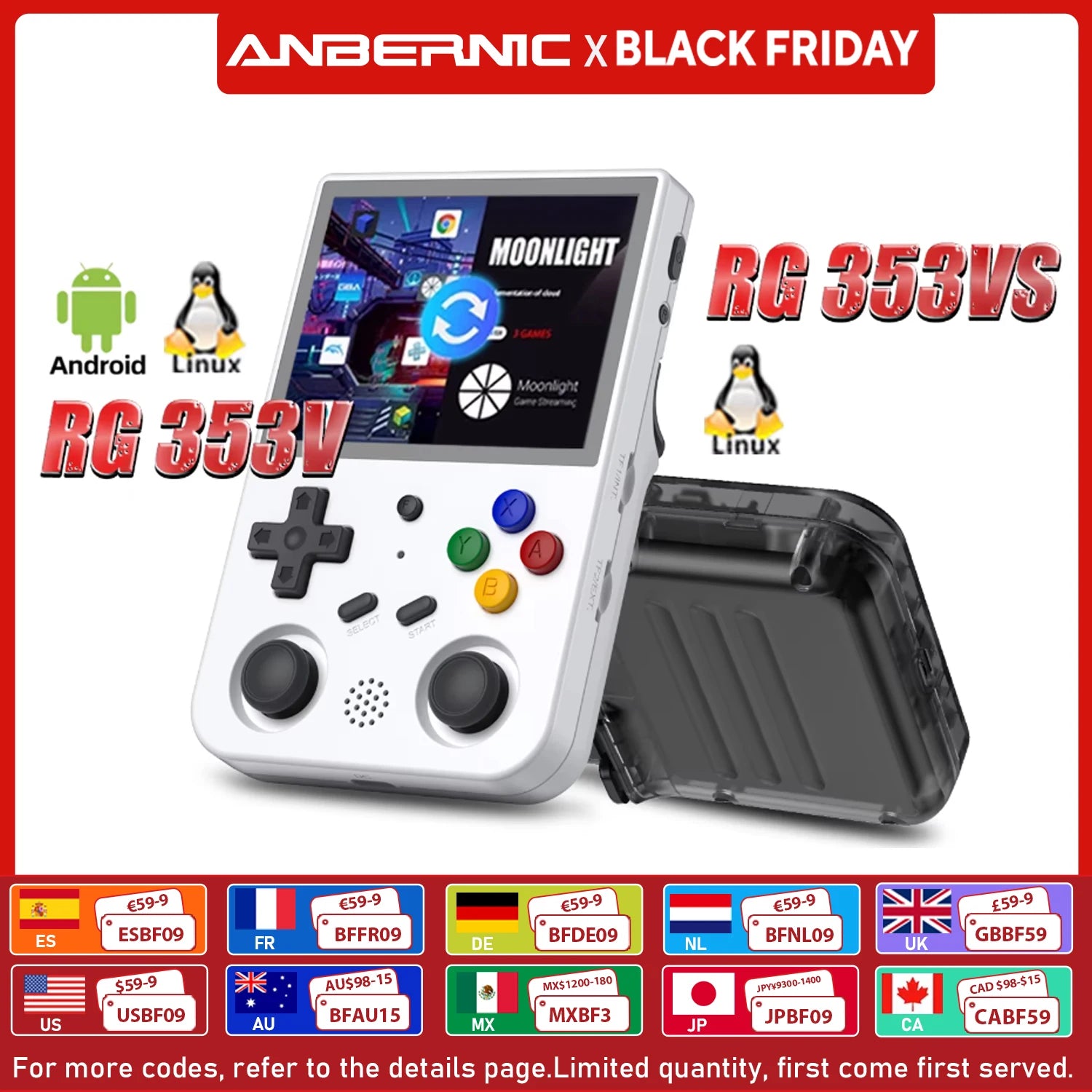 ANBERNIC RG353V RG353VS Retro Games RK3566 3.5INCH 640*480 Handheld Game Console Emulator LINUX Children's Gifts