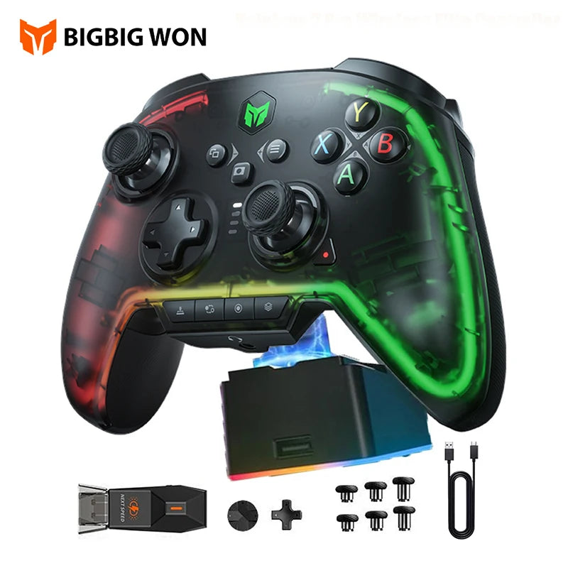 BIGBIG WON Rainbow 2 Pro Wireless Game Controller Apex Anti-curve Hall Trigger 2.4G Bluetooth Gamepad For PC/ Switch/ANDROID/IOS
