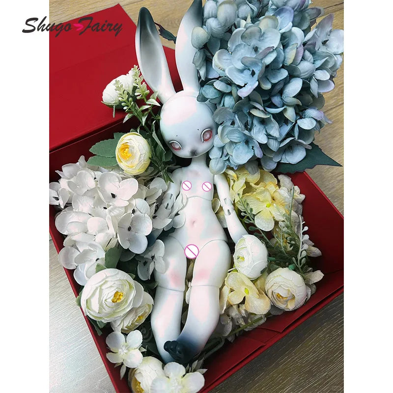 ShugaFairy Bjd Dolls 1/5 Moon White Halloween Rabbit Doll with Chomper Face Plate Tail Heart All in High Quality Doll Ball