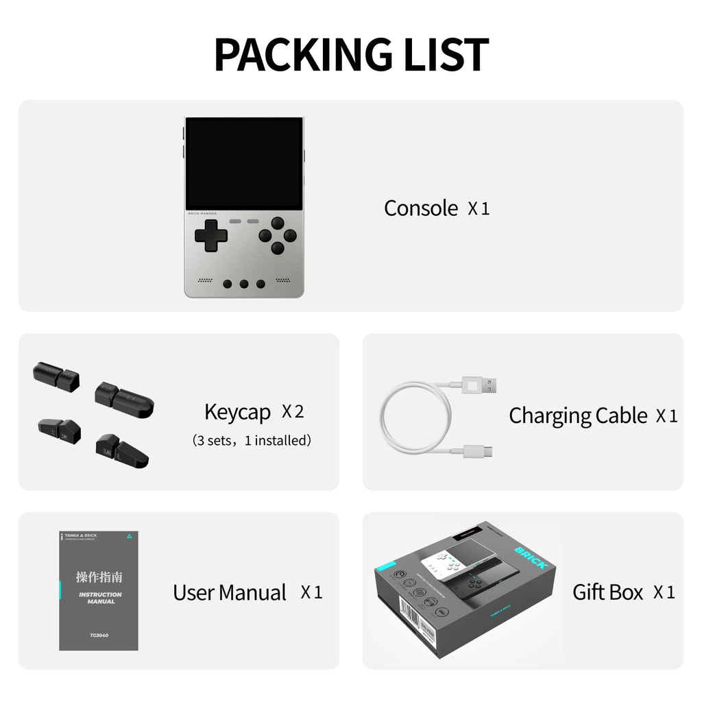 Trimui Brick Hammer 3.2" IPS Retro Handheld Console, 1024×768, 3000mAh, Metal Body, Open-Source, Classic Games Gift